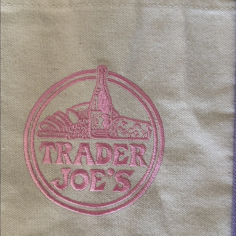 Trader Joe's Lavender-Trim Canvas Tote Bag